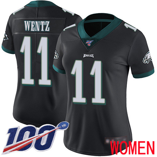 Women Philadelphia Eagles #11 Carson Wentz Black Alternate Vapor Untouchable NFL Jersey Limited Player
